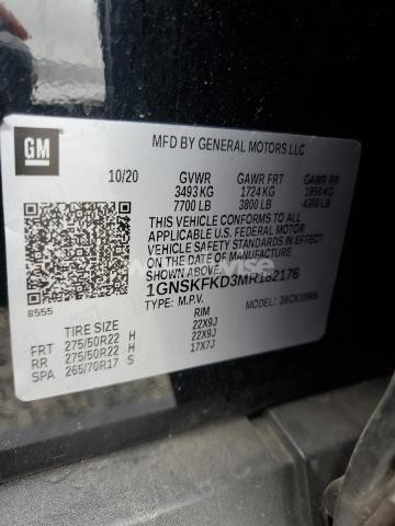 Photo 3 of 2021 CHEVROLET SUBURBAN K1500 PREMIER N/A (VIN 1GNSKFKD3MR182176)