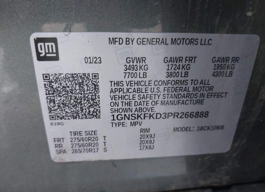 Photo 9 of 2023 Chevrolet Suburban 4WD PREMIER (VIN 1GNSKFKD3PR266888)