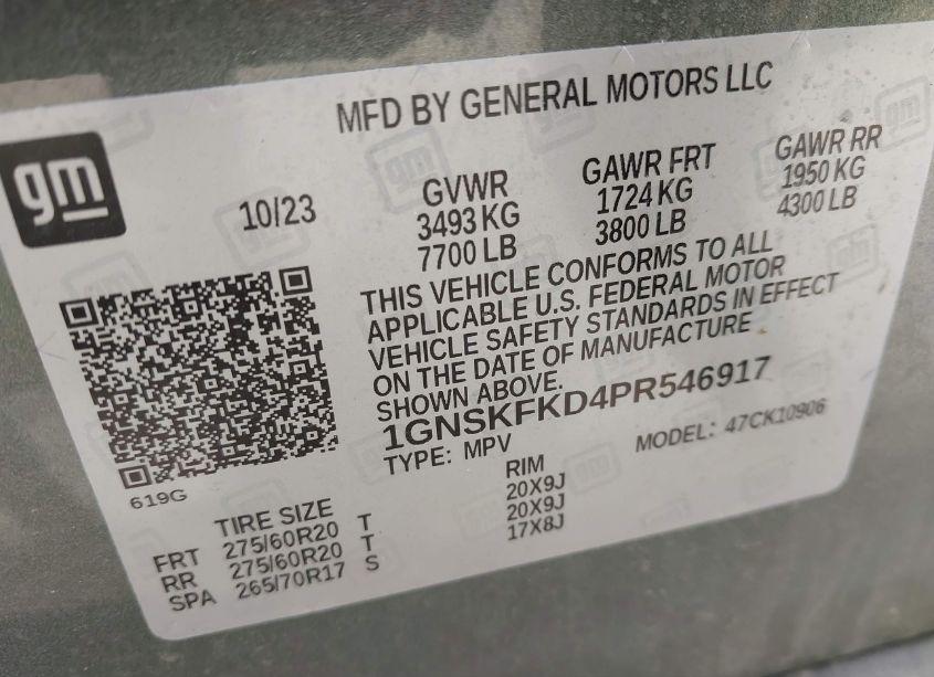 Photo 9 of 2023 Chevrolet Suburban 4WD PREMIER (VIN 1GNSKFKD4PR546917)