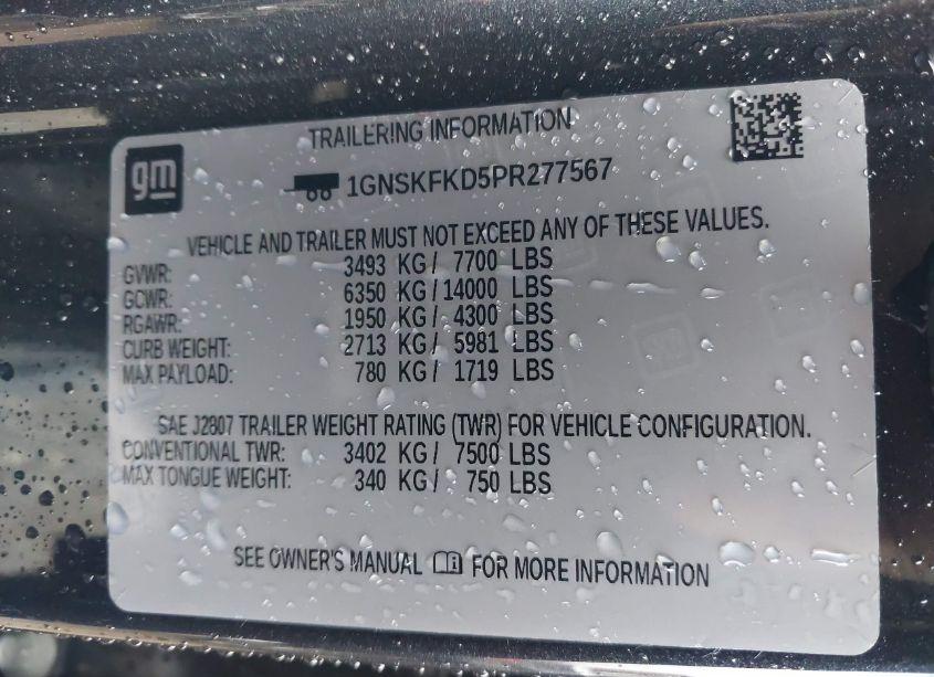 Photo 9 of 2023 Chevrolet Suburban 4WD PREMIER (VIN 1GNSKFKD5PR277567)