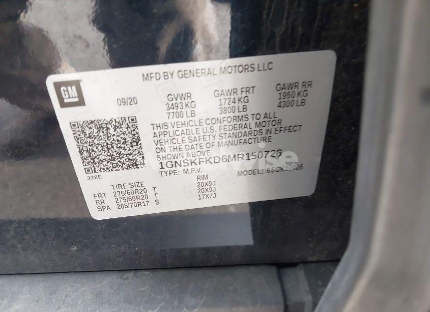 Photo 9 of 2021 Chevrolet Suburban 4WD PREMIER (VIN 1GNSKFKD6MR150726)