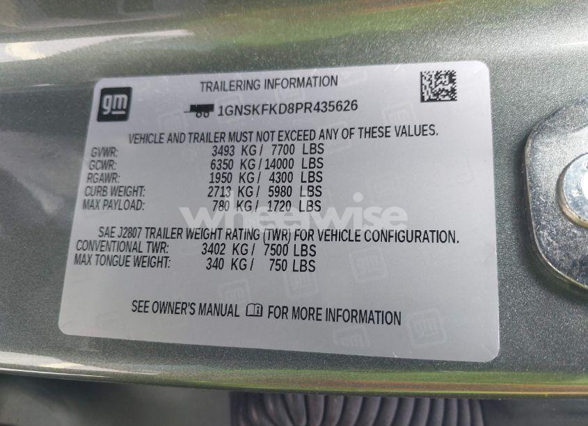 Photo 9 of 2023 Chevrolet Suburban 4WD PREMIER (VIN 1GNSKFKD8PR435626)