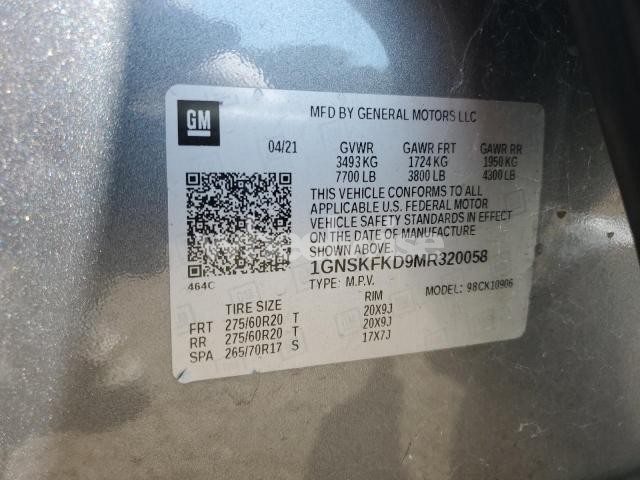 Photo 8 of 2021 CHEVROLET SUBURBAN K1500 PREMIER N/A (VIN 1GNSKFKD9MR320058)