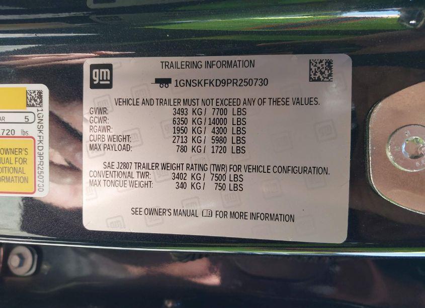 Photo 9 of 2023 Chevrolet Suburban 4WD PREMIER (VIN 1GNSKFKD9PR250730)