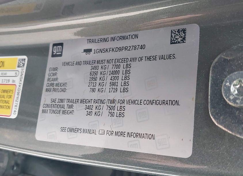 Photo 9 of 2023 Chevrolet Suburban 4WD PREMIER (VIN 1GNSKFKD9PR278740)