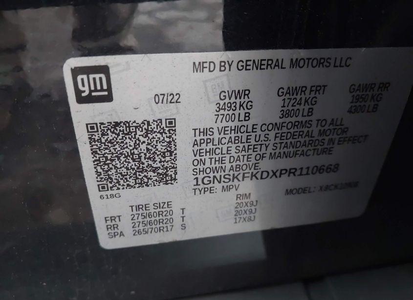 Photo 9 of 2023 Chevrolet Suburban 4WD PREMIER (VIN 1GNSKFKDXPR110668)