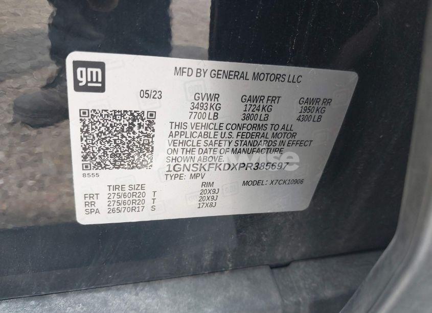 Photo 9 of 2023 Chevrolet Suburban 4WD PREMIER (VIN 1GNSKFKDXPR385697)