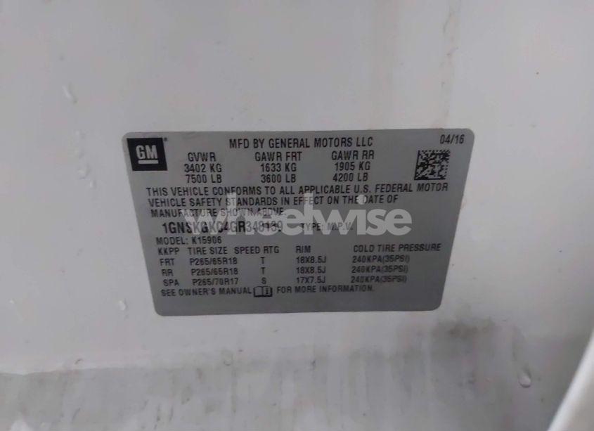 Photo 9 of 2016 Chevrolet Suburban LS (VIN 1GNSKGKC4GR348139)