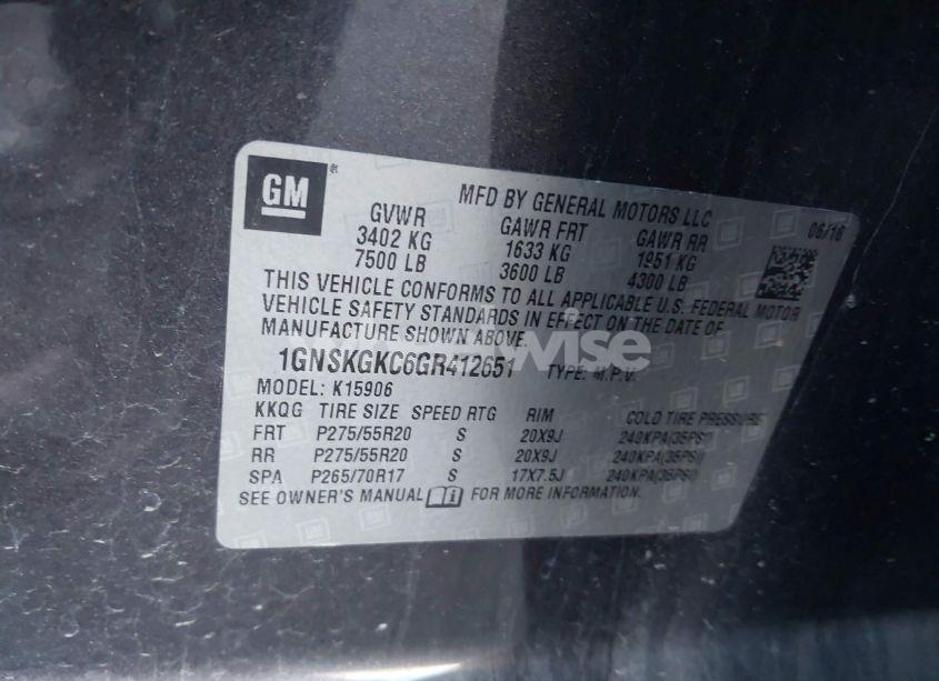 Photo 9 of 2016 Chevrolet Suburban LS (VIN 1GNSKGKC6GR412651)