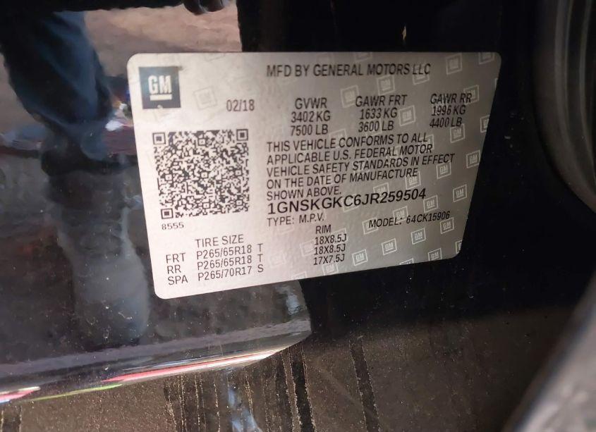 Photo 9 of 2018 Chevrolet Suburban LS (VIN 1GNSKGKC6JR259504)