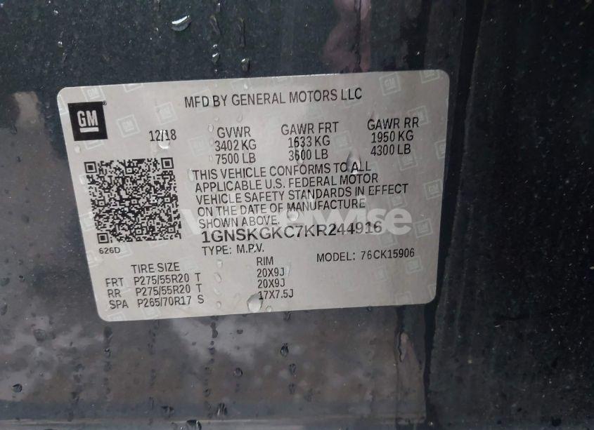 Photo 9 of 2019 Chevrolet Suburban LS (VIN 1GNSKGKC7KR244916)