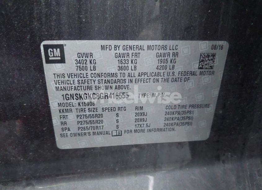 Photo 9 of 2016 Chevrolet Suburban LS (VIN 1GNSKGKC8GR416555)