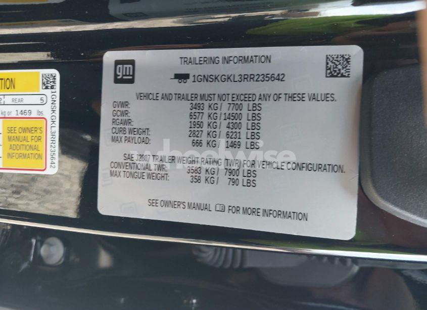 Photo 9 of 2024 Chevrolet Suburban 4WD HIGH COUNTRY (VIN 1GNSKGKL3RR235642)