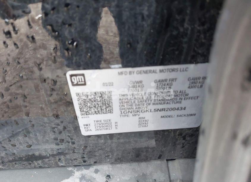 Photo 9 of 2022 Chevrolet Suburban 4WD HIGH COUNTRY (VIN 1GNSKGKL5NR200434)