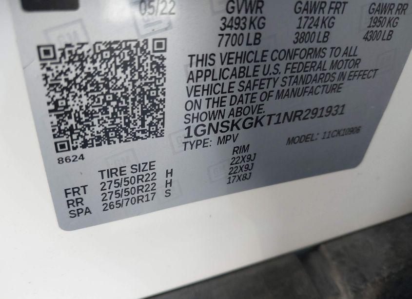 Photo 9 of 2022 Chevrolet Suburban 4WD HIGH COUNTRY (VIN 1GNSKGKT1NR291931)