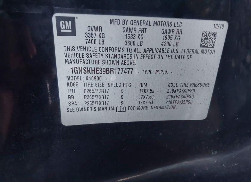 Photo 9 of 2011 Chevrolet Suburban 1500 LS (VIN 1GNSKHE39BR177477)