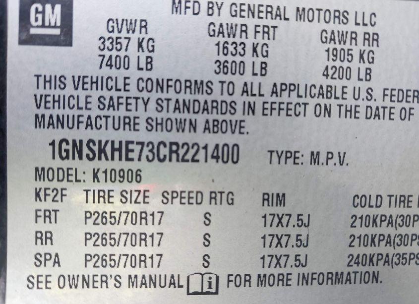 Photo 9 of 2012 Chevrolet Suburban 1500 LS (VIN 1GNSKHE73CR221400)