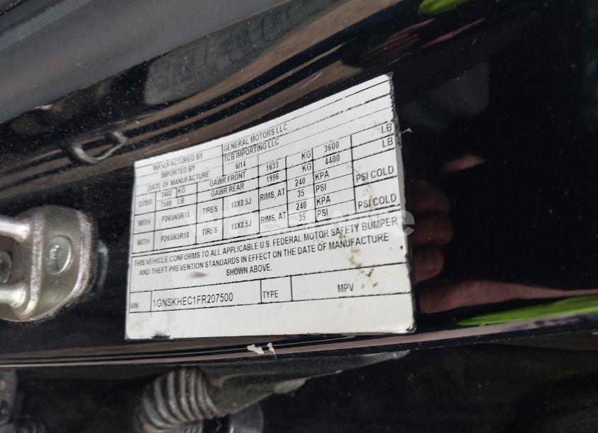 Photo 9 of 2015 Chevrolet Suburban 1500 LS (VIN 1GNSKHEC1FR207500)