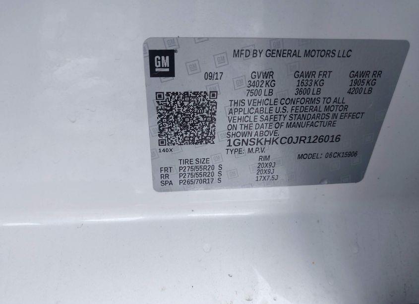 Photo 9 of 2018 Chevrolet Suburban LT (VIN 1GNSKHKC0JR126016)