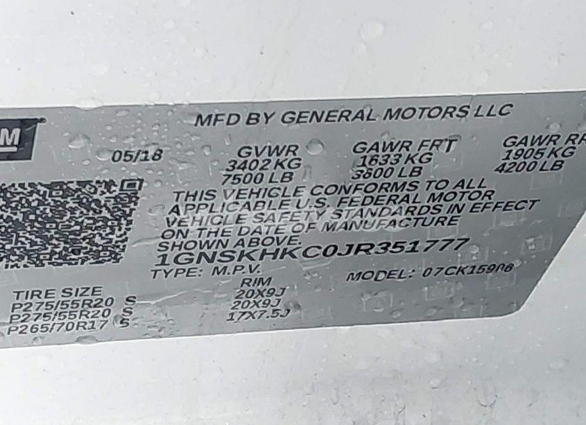 Photo 9 of 2018 Chevrolet Suburban LT (VIN 1GNSKHKC0JR351777)