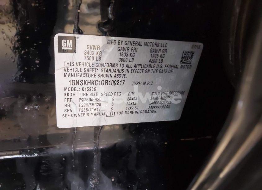 Photo 9 of 2016 Chevrolet Suburban LT (VIN 1GNSKHKC1GR109217)