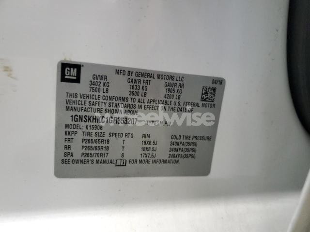 Photo 4 of 2016 CHEVROLET SUBURBAN K1500 LT (VIN 1GNSKHKC1GR353207)