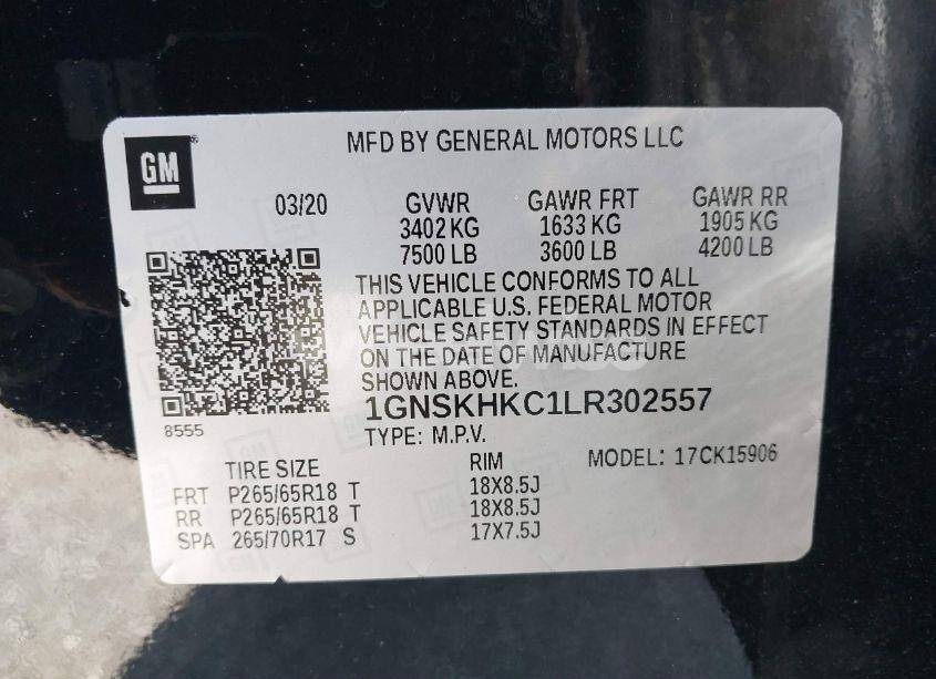 Photo 9 of 2020 Chevrolet Suburban 4WD LT (VIN 1GNSKHKC1LR302557)