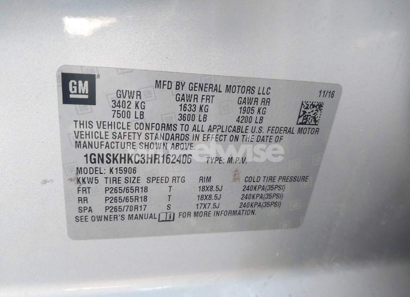 Photo 9 of 2017 Chevrolet Suburban LT (VIN 1GNSKHKC3HR162406)