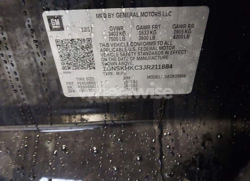 Photo 9 of 2018 Chevrolet Suburban LT (VIN 1GNSKHKC3JR211884)