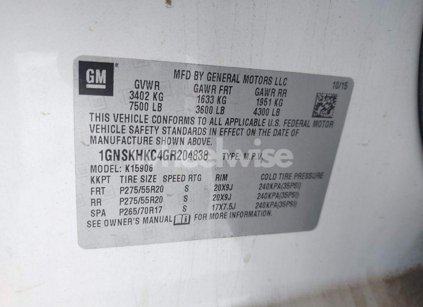 Photo 9 of 2016 Chevrolet Suburban LT (VIN 1GNSKHKC4GR204838)