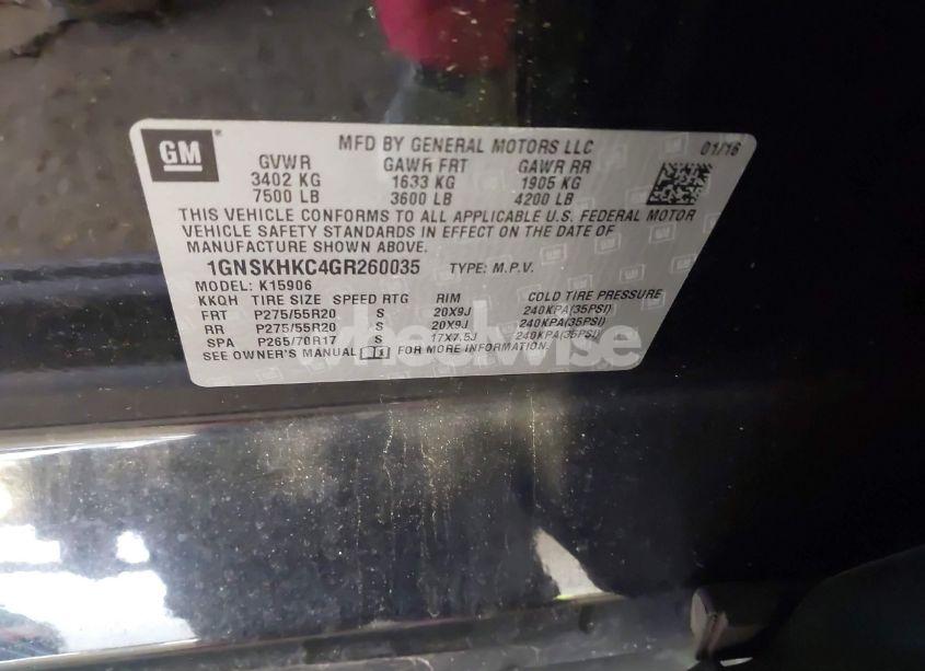 Photo 9 of 2016 Chevrolet Suburban LT (VIN 1GNSKHKC4GR260035)