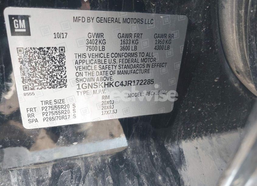 Photo 9 of 2018 Chevrolet Suburban LT (VIN 1GNSKHKC4JR172285)