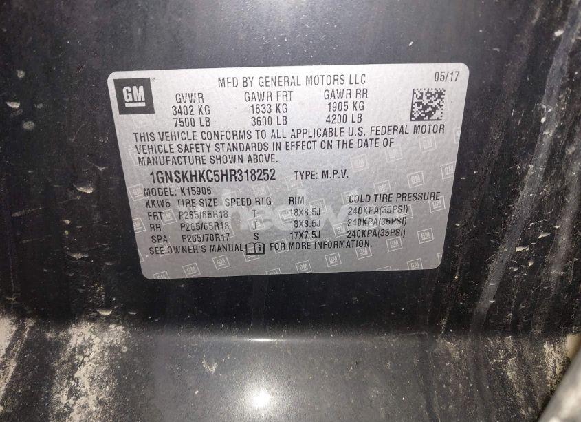 Photo 9 of 2017 Chevrolet Suburban LT (VIN 1GNSKHKC5HR318252)