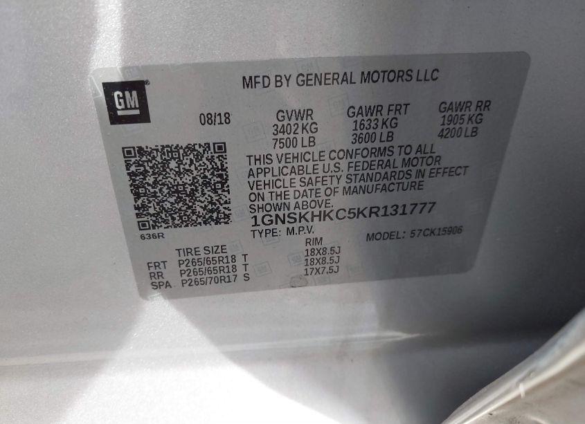 Photo 9 of 2019 Chevrolet Suburban LT (VIN 1GNSKHKC5KR131777)