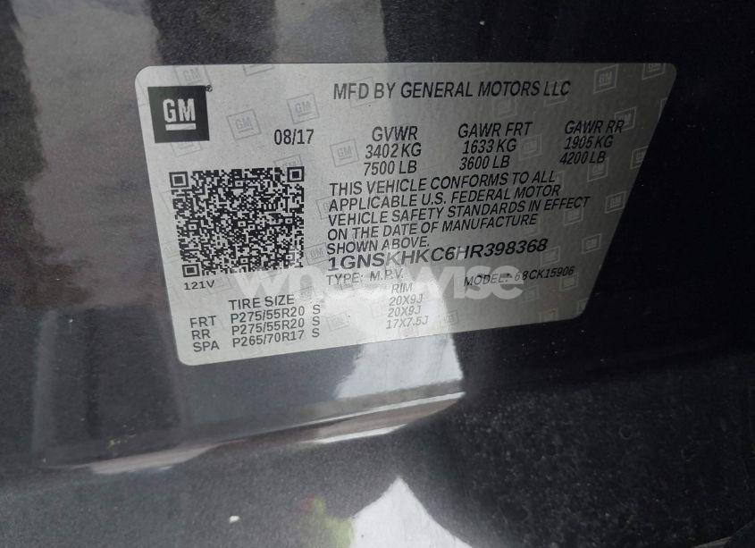 Photo 9 of 2017 Chevrolet Suburban LT (VIN 1GNSKHKC6HR398368)