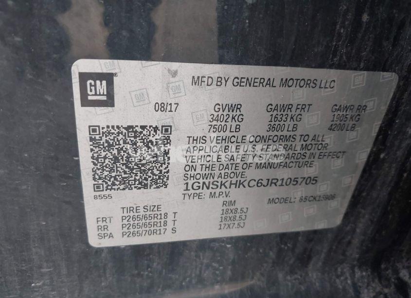 Photo 9 of 2018 Chevrolet Suburban LT (VIN 1GNSKHKC6JR105705)