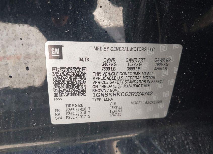 Photo 9 of 2018 Chevrolet Suburban LT (VIN 1GNSKHKC6JR334742)