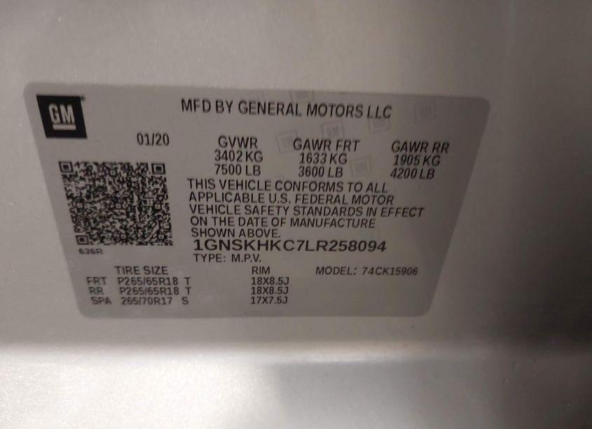 Photo 9 of 2020 Chevrolet Suburban 4WD LT (VIN 1GNSKHKC7LR258094)