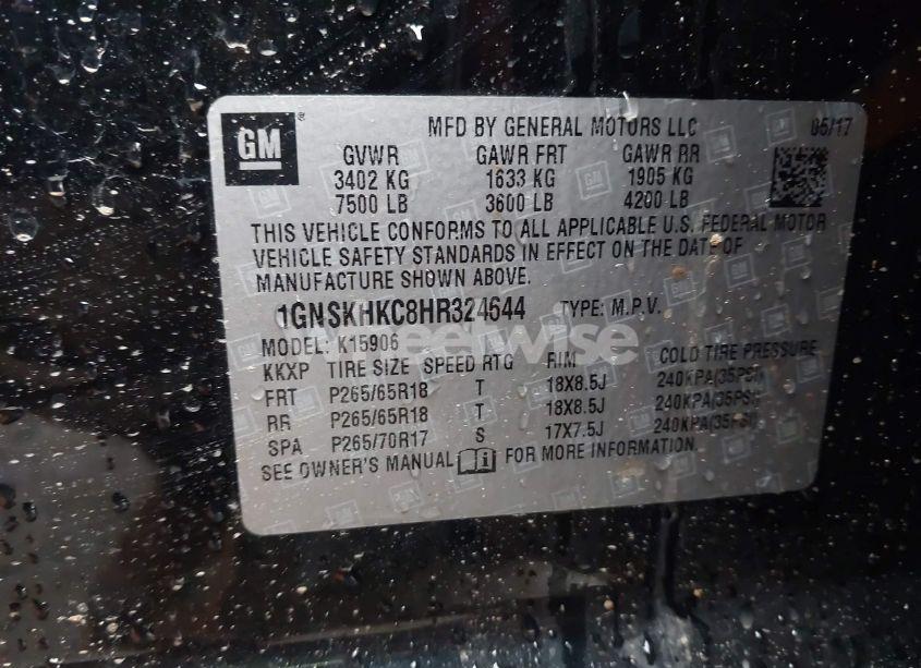 Photo 9 of 2017 Chevrolet Suburban LT (VIN 1GNSKHKC8HR324644)