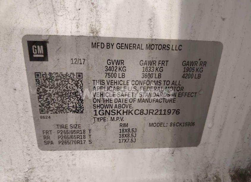 Photo 9 of 2018 Chevrolet Suburban LT (VIN 1GNSKHKC8JR211976)