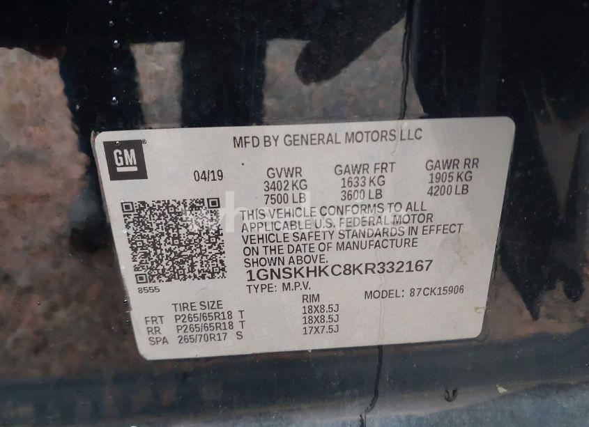 Photo 9 of 2019 Chevrolet Suburban LT (VIN 1GNSKHKC8KR332167)