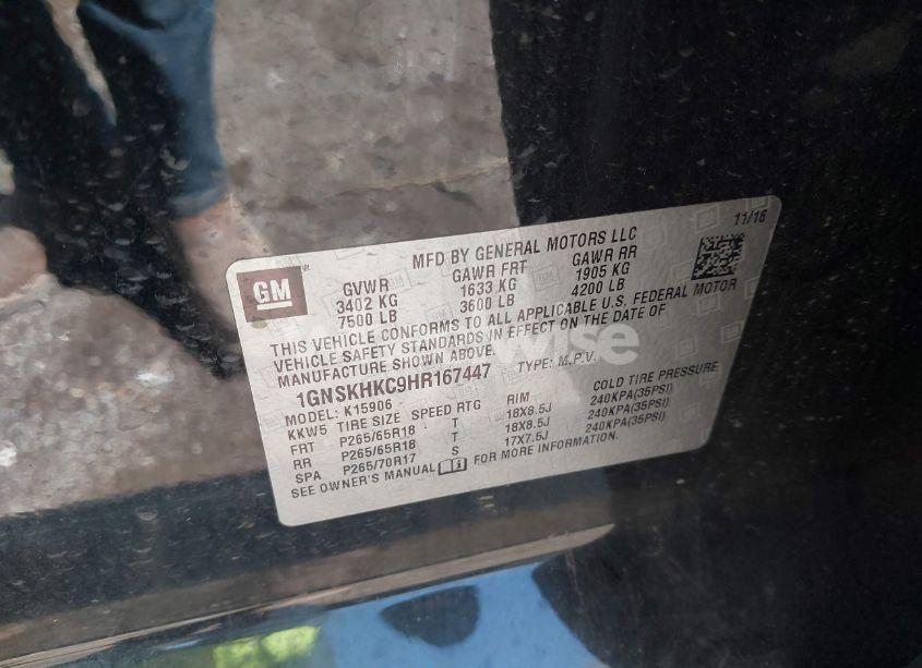 Photo 9 of 2017 Chevrolet Suburban LT (VIN 1GNSKHKC9HR167447)