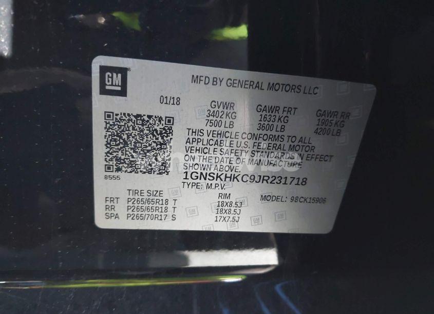 Photo 9 of 2018 Chevrolet Suburban LT (VIN 1GNSKHKC9JR231718)