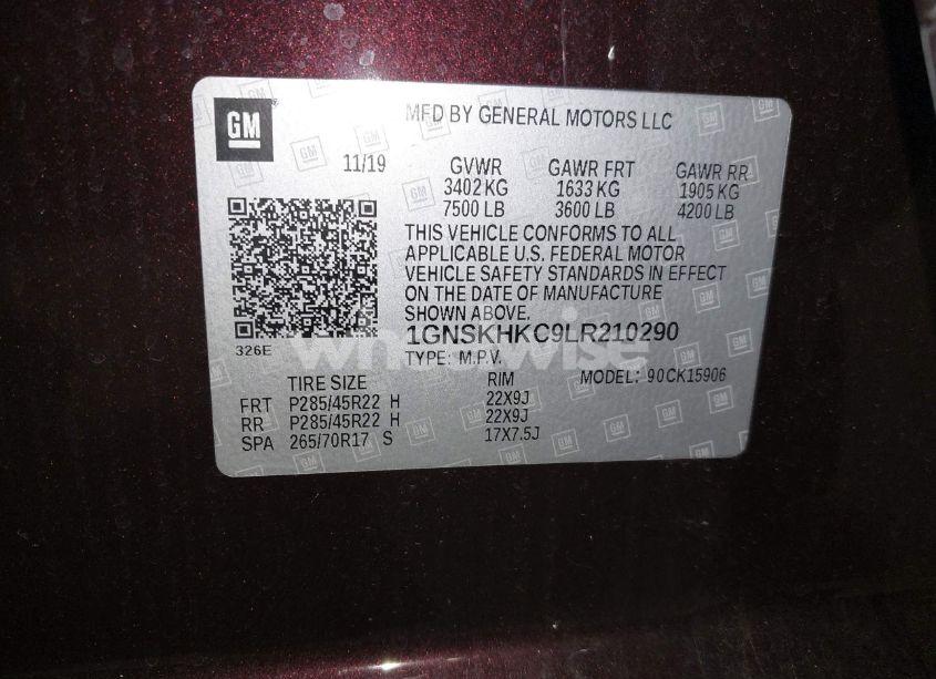 Photo 9 of 2020 Chevrolet Suburban 4WD LT (VIN 1GNSKHKC9LR210290)