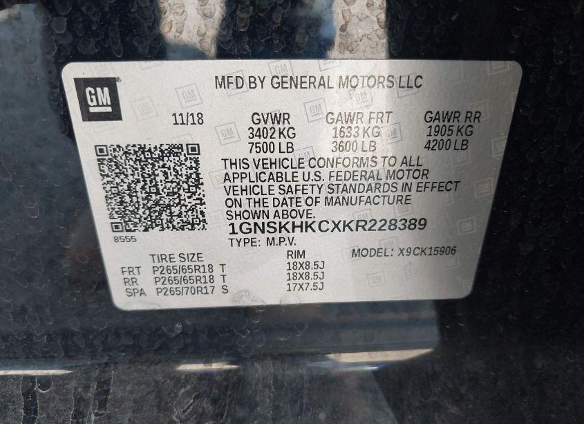 Photo 9 of 2019 Chevrolet Suburban LT (VIN 1GNSKHKCXKR228389)