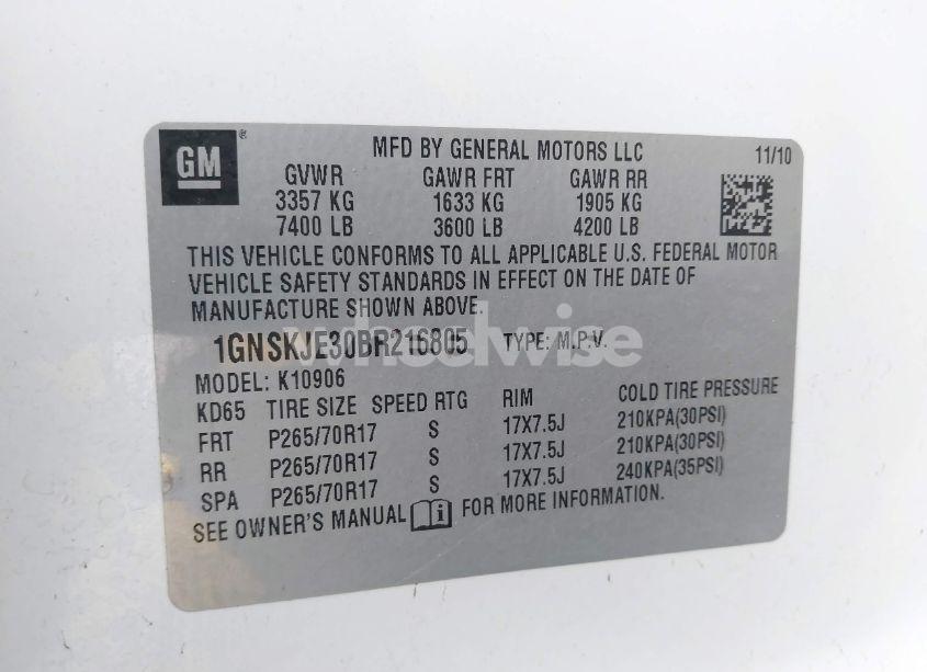 Photo 9 of 2011 Chevrolet Suburban 1500 LT1 (VIN 1GNSKJE30BR216805)