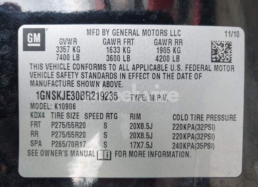 Photo 9 of 2011 Chevrolet Suburban 1500 LT1 (VIN 1GNSKJE30BR219235)