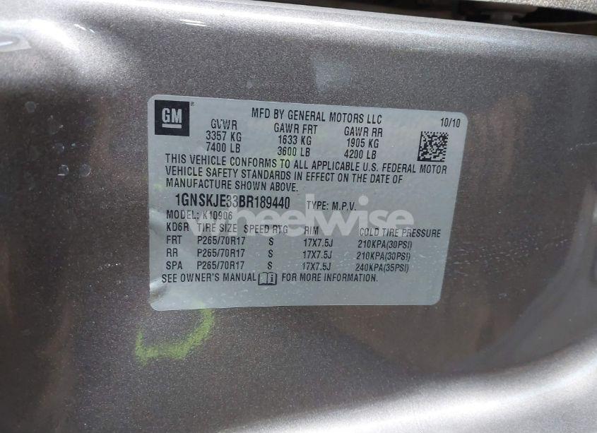 Photo 9 of 2011 Chevrolet Suburban 1500 LT1 (VIN 1GNSKJE33BR189440)