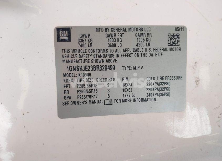 Photo 9 of 2011 Chevrolet Suburban 1500 LT1 (VIN 1GNSKJE33BR329499)