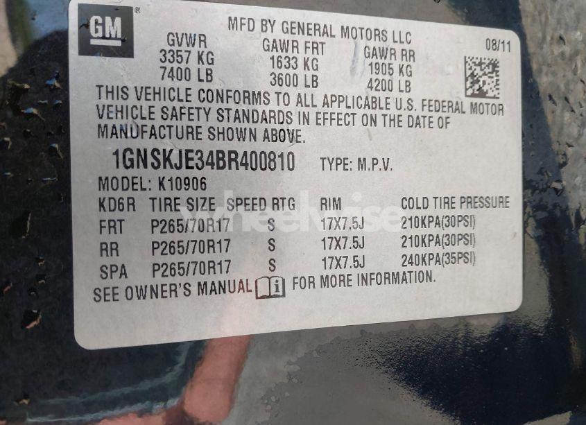 Photo 9 of 2011 Chevrolet Suburban 1500 LT1 (VIN 1GNSKJE34BR400810)